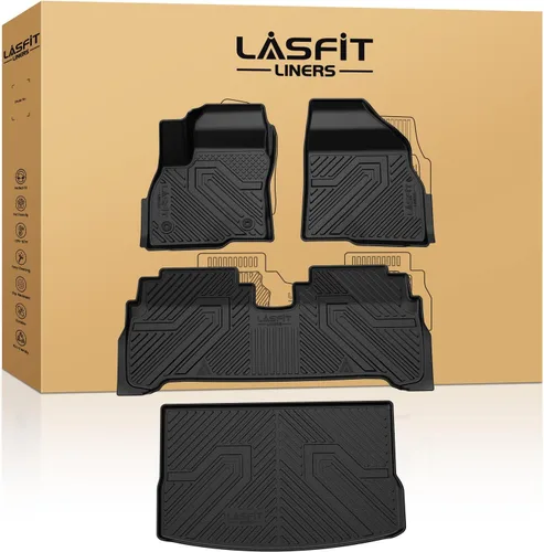 Miniatura 57 de LASFIT Juego completo de tapetes de elastómero termoplástico para todo tipo de clima de ajuste personalizado para automóviles, de 1ª y 2ª fila, 3