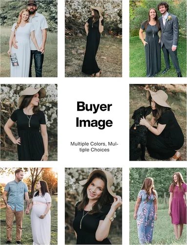 Miniatura 6 de VIISHOW - Vestidos largos para mujer, estilo casual, manga corta, con bolsillos