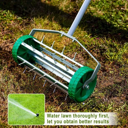Miniatura 4 de Colwelt Aireador de césped Spike, aireador de césped rodante resistente, aireación giratoria de césped de jardín con mango de acero de 49 pulgadas