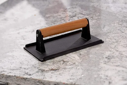 Miniatura 6 de EcoQuality - Prensa rectangular para parrilla con mango de madera de 9 x 5 pulgadas, resistente, prensa de tocino, prensa de hamburguesas, prensa