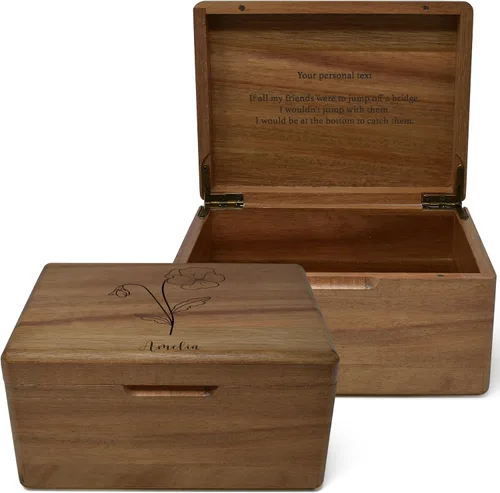 Miniatura 40 de Caja de madera grabada personalizada grande – Caja de recuerdo de madera de acacia con mensaje oculto personalizado, cajas de memoria de nogal
