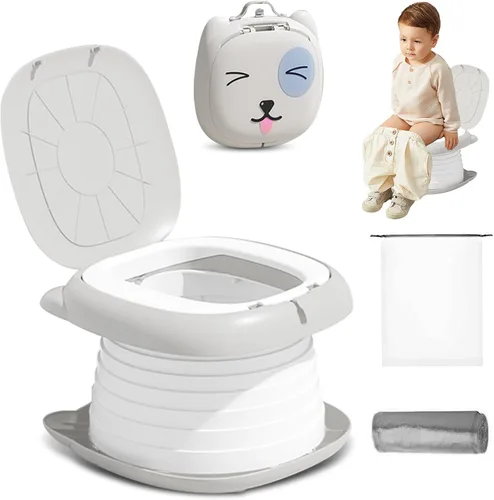 Miniatura 13 de Orinal portátil para viajes de niños pequeños, silla de entrenamiento para ir al baño con bolsa de viaje, inodoro de entrenamiento para ir al aire