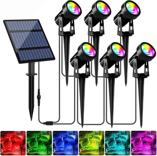 Miniatura 18 de T-SUNUS - Foco solar para jardín al aire libre, 4 en 1, luces solares IP65, impermeable, cable de 9.8 pies, panel solar separado de 5 W, Amarillo