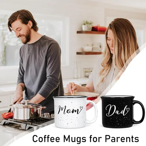 Miniatura 5 de YHRJWN Juego de tazas para padres nuevos, regalos para mamá y papá para parejas, perfecto para el día de la madre, día del padre y Navidad, 15 onzas