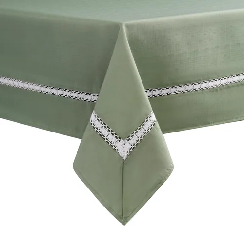 Miniatura 29 de EHouseHome Mantel de tela resistente con encaje blanco, impermeable, sin arrugas, resistente a las manchas, a prueba de aceite, para comedor