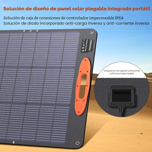Miniatura 3 de SOKIOVOLA Panel solar portátil de tipo N-16BB de 200W para EF/Jackery/Bluetti/Anker Estación de energía, Panel solar plegable de 20V con 25% de alta