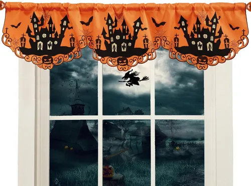 Miniatura 14 de Cenefa de Cortina de Ventana de Cocina con Bolsillo para Barra Bordada de Bastón de Caramelo de Navidad y Fiestas A 58 × L 14 Pulgadas