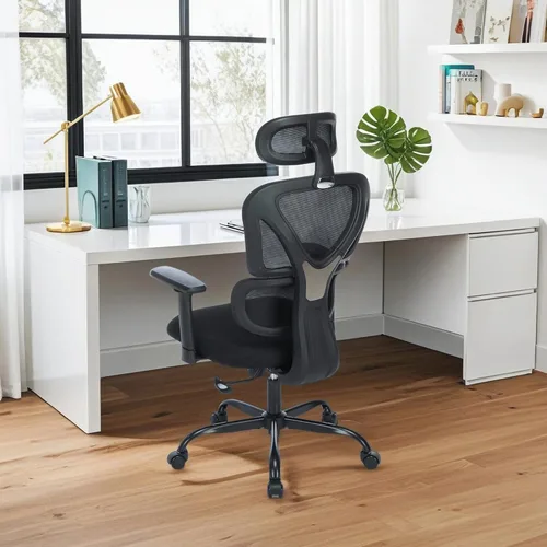 Miniatura 8 de MALOL Silla de oficina ergonómica con reposacabezas ajustables y reposabrazos 3D, silla de escritorio de malla de respaldo alto con soporte lumbar