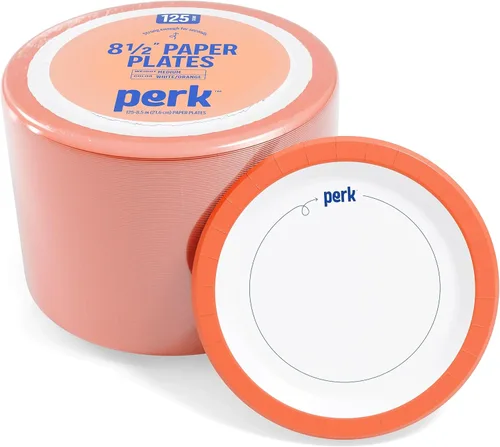 Miniatura 10 de Perk - Platos de papel de 9 pulgadas, 1000 unidades a granel, platos desechables sin revestimiento para cenas, fiestas y uso diario