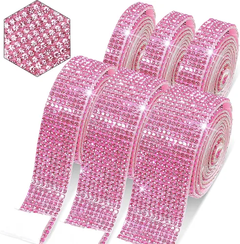 Miniatura 11 de 6 rollos de cinta de diamantes de imitación autoadhesiva con diamantes de imitación de 0.079 pulgadas (0.079 in) para manualidades, decoración de AB