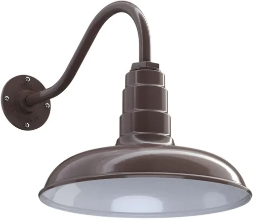 Miniatura 54 de Steel Lighting Co. Topanga - Luz de granero Montaje en pared al aire libre Domo de 14 pulgadas Cuello de cisne de 11 pulgadas Luz de garaje