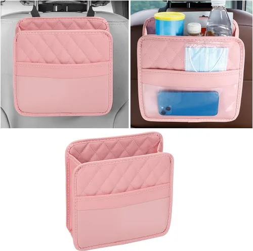 Miniatura 15 de Mandark Organizador de respaldo de asiento de automóvil, cuero PU, bolsillo de almacenamiento colgante para asiento trasero del vehículo, accesorios