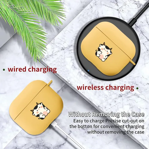 Miniatura 5 de Bonita funda de oso compatible con AirPods 3 con llavero, diseño de animales de dibujos animados, funda de TPU suave para AirPods de tercera
