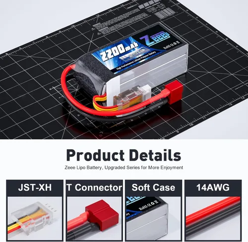 Miniatura 3 de Zeee 3S 2200mAh Shorty Pack Lipo Batería 11.1V 50C Batería con conector T para RC Car Truck Vehículos RC Barco RC Drone Avión Quadcopter Helicóptero