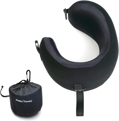 Miniatura 20 de C CUSHION LAB Almohada de viaje, galardonado diseño ergonómico patentado para mentón y cuello, almohada de espuma viscoelástica para el cuello