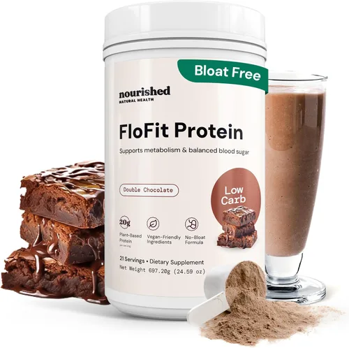 Nourished Natural Health FloFit - Proteína de guisante en polvo, equilibrio hormonal para mujeres, proteína vegana a base de plantas con baja en
