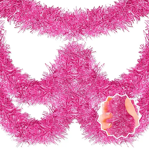 Miniatura 13 de Guirnalda de Oropel de Navidad Negra de 50 Pies, Pancarta de Giro de Papel Metálico, Serpentinas de Oropel Colgantes para Pared, Telón de Fondo