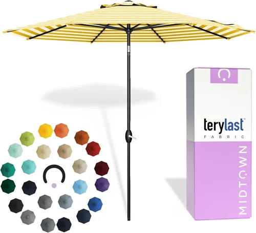 Miniatura 19 de Midtown Umbrellas 10 años sin decoloración, 6 pies, tela de poliéster roja a prueba de rayos UV, sombrilla para patio al aire libre, marco