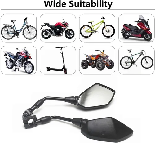 Miniatura 6 de 【2025 Actualizado】Espejo Retrovisor Convexo para Motocicleta, Espejos para Moto, Motocicleta, ATV, Scooter, con Tornillo Roscado M8 M10, con Negro