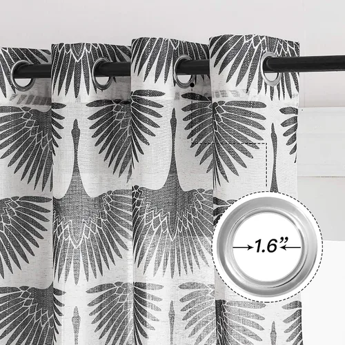 Miniatura 2 de KGORGE Cortinas traslúcidas con patrón geométrico, cortinas de lino natural, juego de ventanas suaves, lavables con filtro de luz para dormitorio