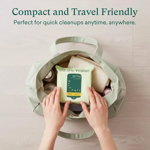 Miniatura 7 de PurComfy Toallitas de viaje para bebé, paquete de 42 toallitas de viaje para bebé con base de plantas, hipoalergénicas para pieles sensibles