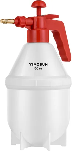 Miniatura 9 de VIVOSUN Pulverizador de bomba de 27 onzas, botella rociadora de agua de mano para jardín con boquilla de latón ajustable, para rociar plantas, Rojo