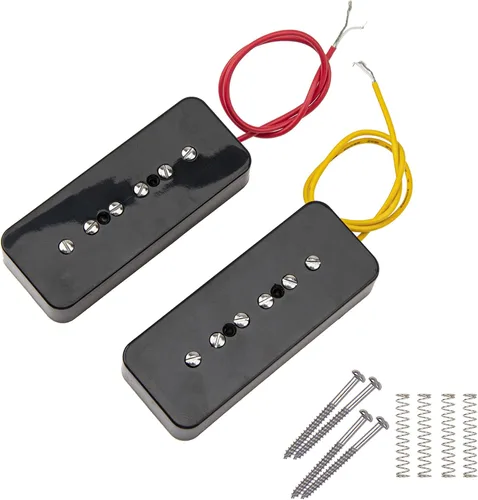 P90 - Juego de pastillas de bobina simple para puente y cuello, compatible con piezas de guitarra eléctrica (negro)