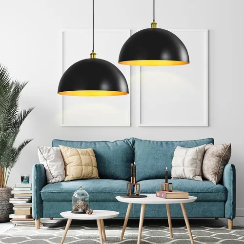 Miniatura 9 de Lámpara Colgante de Granja Negra Accesorios de Lámpara Colgante - Luces Colgantes de Isla de Cocina de 16 pulgadas Luces Colgantes Industriales