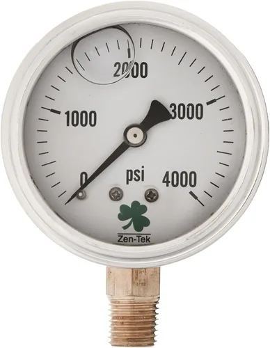 Zenport LPG4000 Zen-Tek Medidor de presión relleno de líquido de glicerina, 4000 PSI