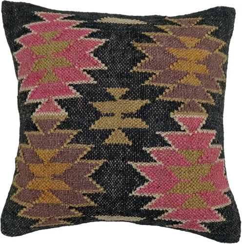 Miniatura 12 de Trade Star Funda de almohada 70% yute y 30% lana kilim, auténtica, funda de almohada bohemia hecha a mano, vintage, funda de cojín cuadrada étnica