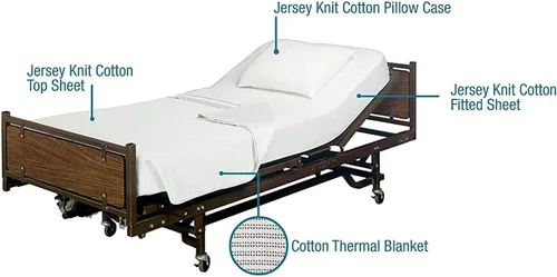 Miniatura 4 de Careoutfit Ropa de cama de hospital todo en uno en una bolsa, sábana superior, sábana inferior, funda de almohada y manta, color blanco premium