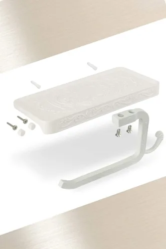 Miniatura 4 de Neater Nest Soporte de papel higiénico reversible con estante para teléfono, estilo decorativo (blanco)