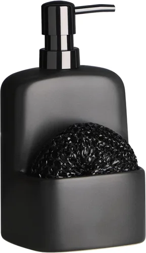 Miniatura 11 de Dispensador de jabón para platos, dispensador de jabón de cocina con soporte de esponja, dispensador de jabón de cerámica mate de 20 onzas para Gris