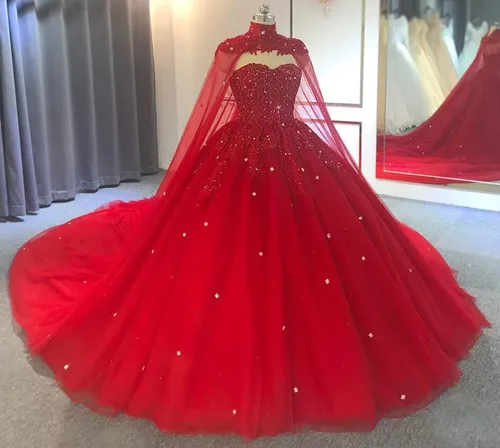 Miniatura 4 de Vestidos de quinceañera de tul hinchado para mujer con capa de encaje y lentejuelas, vestidos de baile de novia con cuentas para dulces 15 16