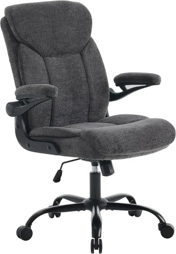 Miniatura 2 de Silla ergonómica de escritorio para oficina en casa, silla ejecutiva de tela cómoda con reposabrazos abatibles, silla de computadora de altura Gris