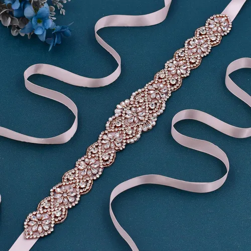 Miniatura 12 de azaleas Cinturón de boda fino de cristal para mujer, cinturón de novia para boda, dama de honor, accesorios de vestido de niña de las flores, 16