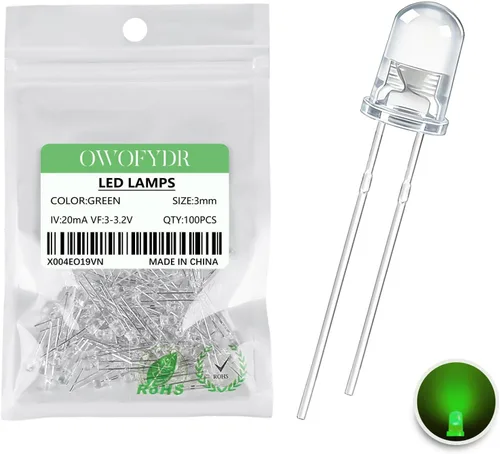 Miniatura 31 de 100 lámpara LED de diodo de luz blanca cálida de 5mm (Lente Transparente Redonda DC 3V 20mA) Bombilla de iluminación, componente electrónico, luz