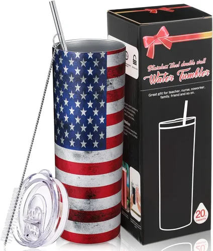 Miniatura 8 de Patelai Vaso de agua con la bandera estadounidense para el 4 de julio, regalos patrióticos, suministros para fiestas patrióticas para el 250