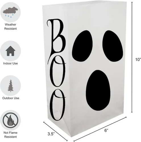 Miniatura 5 de LumaBase Bolsas de plástico Luminaria, Ghost - Juego de 12