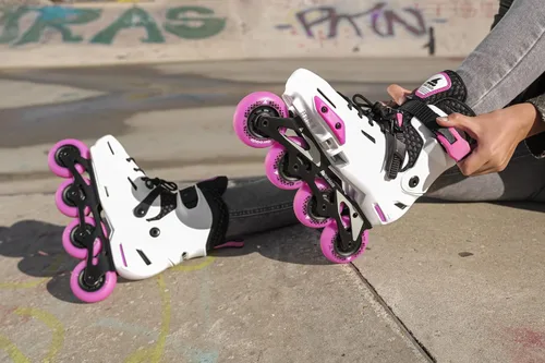 Miniatura 7 de Rollerblade Apex Junior - Patín en línea ajustable para fitness, Blanco/Rosa