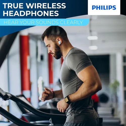 Miniatura 2 de PHILIPS Auriculares inalámbricos verdaderos, auriculares TWS Bluetooth 5.3, controladores de 0.512 in, micrófono AI para llamadas claras, IPX4 Azul