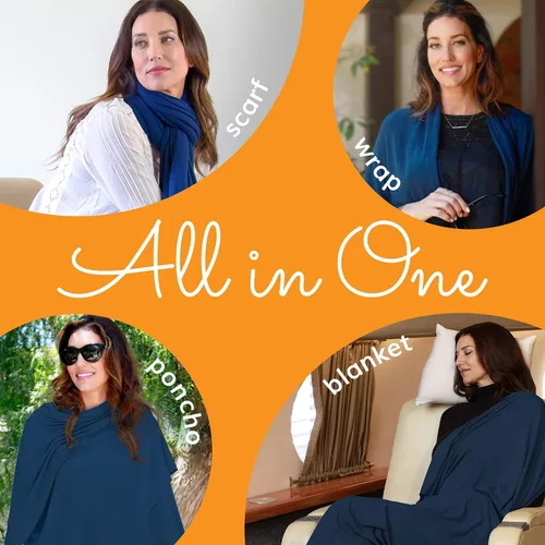 Miniatura 2 de Happyluxe Chales de viaje para mujer, 68 x 35 pulgadas. Pashmina ligera, manta de viaje en avión. Fabricado en Estados Unidos
