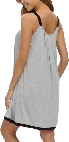 Miniatura 4 de AVIIER Camisón de algodón suave para mujer, sin mangas, con correa ancha, ropa de dormir completa