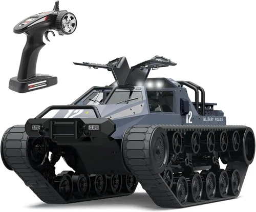 Mostop Tanque Oruga de Control Remoto de Alta Velocidad Todoterreno 4WD Carro RC 2.4 GHz Camión del Ejército RC Tanque de Deriva 1/12 Tanque RC para