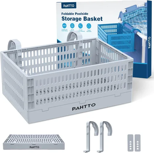 Miniatura 11 de PAHTTO Cesta de almacenamiento junto a la piscina, cesta de almacenamiento plegable sobre el suelo para juguetes de piscina, toallas, bebidas