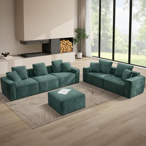 Miniatura 11 de WILLOVE Juego de sofá modular modular, sofá nube de felpilla con reposabrazos anchos y 8 almohadas, sofás de asiento profundo para sala de estar, 4