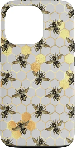 Miniatura 10 de iPhone 12 Pro Max Bumble Bee - Honeycomb Apicultor amarillo Abeja patrón caso