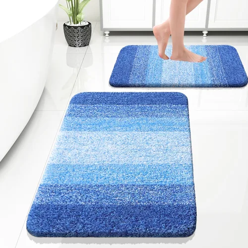 Miniatura 111 de OLANLY Juego de 2 alfombras de baño de microfibra suave y absorbente, antideslizantes, se pueden lavar y secar a máquina, alfombras de baño peludas