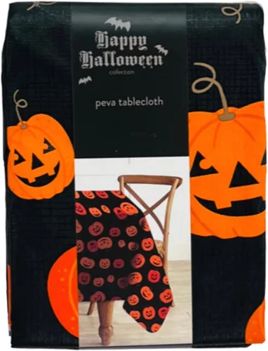 Miniatura 6 de Serafina Home Mantel de vinilo de Halloween: vinilo PEVA con mantel de respaldo de franela reutilizable (Jack O Lantern, 52 "x 70")