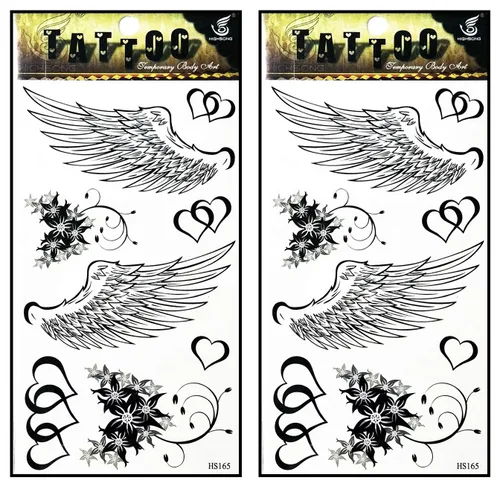 Miniatura 19 de Tatuajes 2 hojas de plumas negras de fantasía temporales tatuajes adhesivos falsos cuerpo brazo pecho hombro tatuajes para adolescentes, hombres